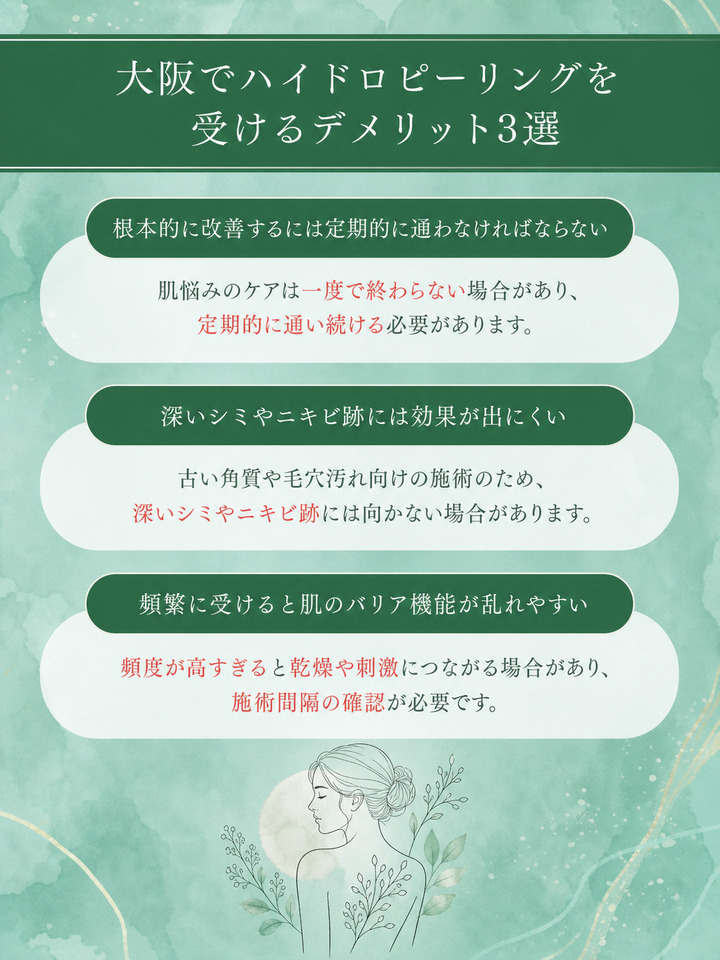 大阪でハイドロピーリングを受けるデメリット3選